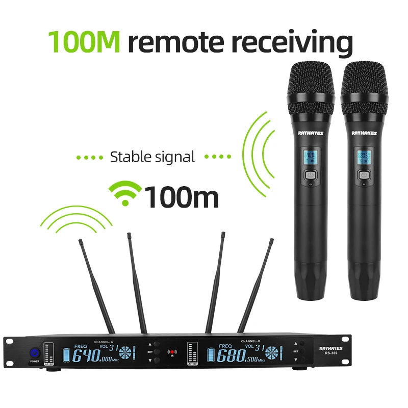 

2025 hot sale RAYAYES Professional Wireless Microphone Heavy UHF 200 Channel Remote Reception System Kit