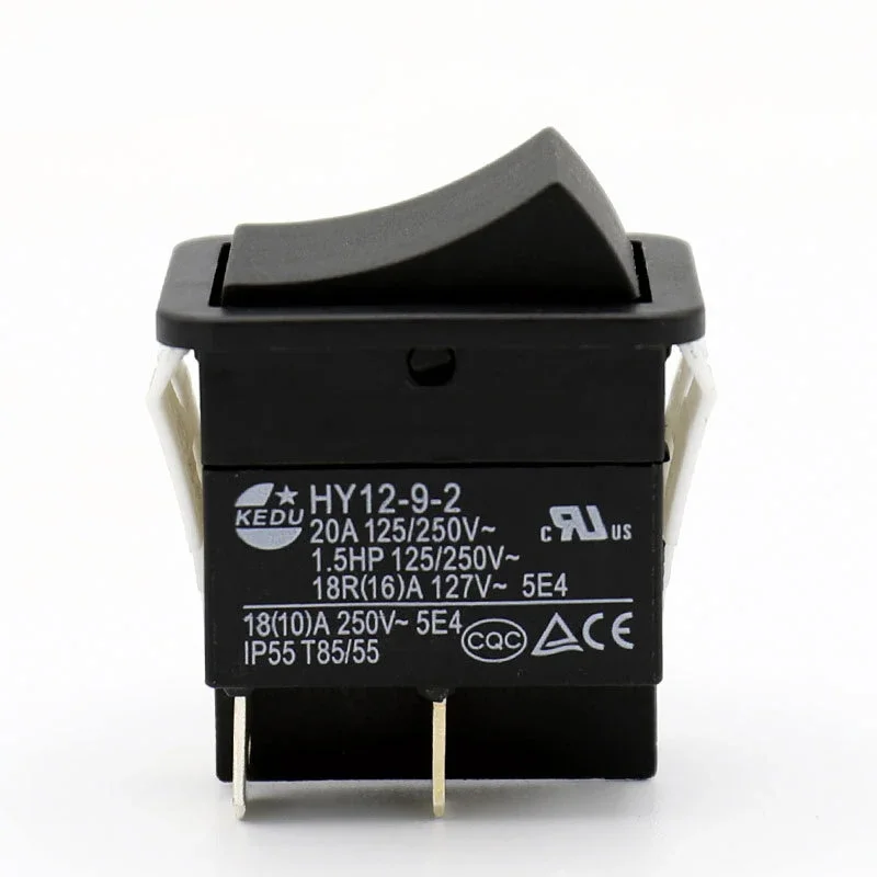 KEDU HY12‑9‑2 Rocker Switch 4‑Pin DPST ON‑OFF Latching 18A 250V IP55, Power Tool Replacement Switch