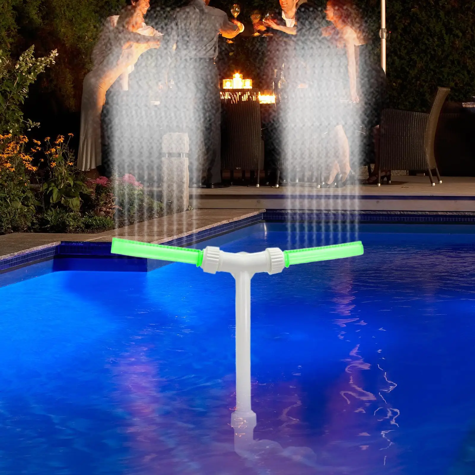

Water Fountain For Pool Swimming Pool Fountain Glow In The Dark Adjustable Height Spray High-Pressure Double Nozzle Cooler For