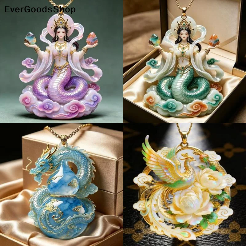 New1Pcs Exquisite Nine Tailed Fox Peony Pendant Necklace Fashion Jewelry Accessories Gift For Friends Women Daily Party