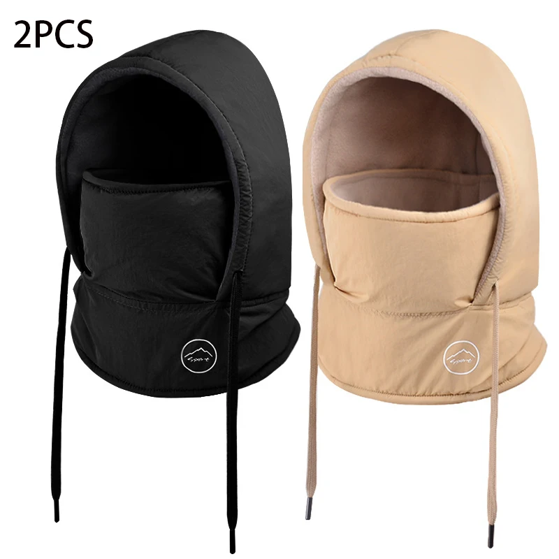 2 قطعة قبعة الشتاء الدافئة مع قناع الرقبة أدفأ 3 في 1 يندبروف بالاكلافا للرجال النساء ملثمين قبعة الدراجات الطقس البارد حماية #6
