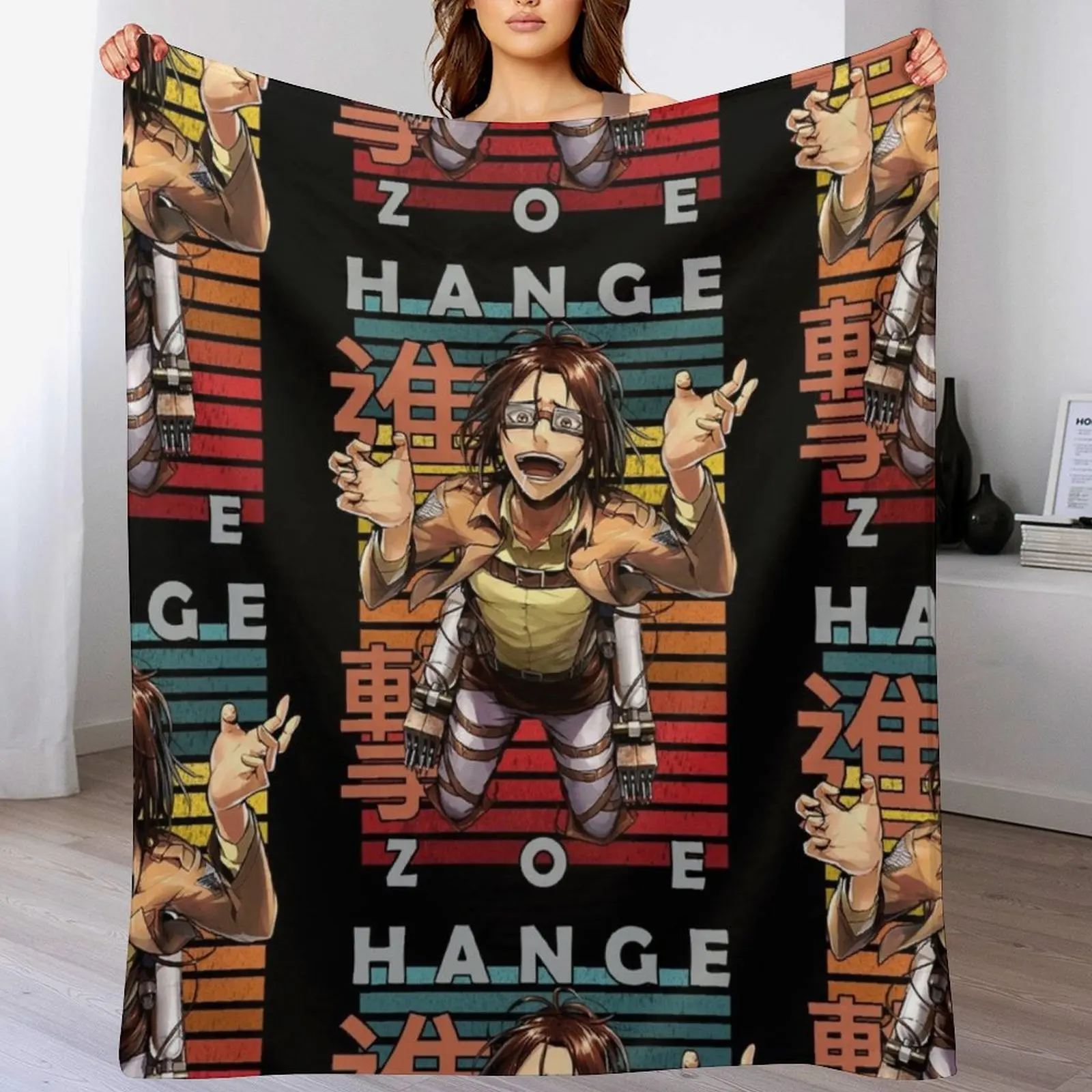 Hange Zoe Retro Anime Design Throw Blanket Decoratives Summer Thin Blankets For Bed Blankets