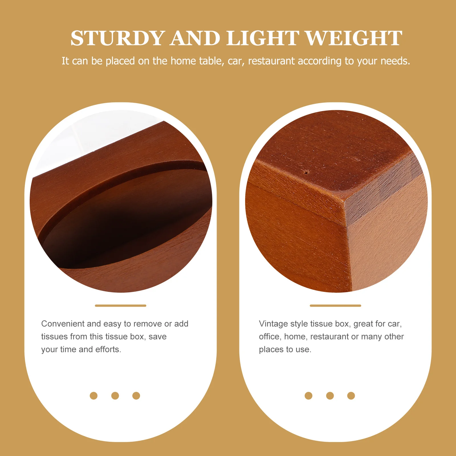 

Wooden Vintage Tissue Box Holder For Car Home Office Table Top Napkin Dispenser Storage Case Vehicle Tissue Organizer