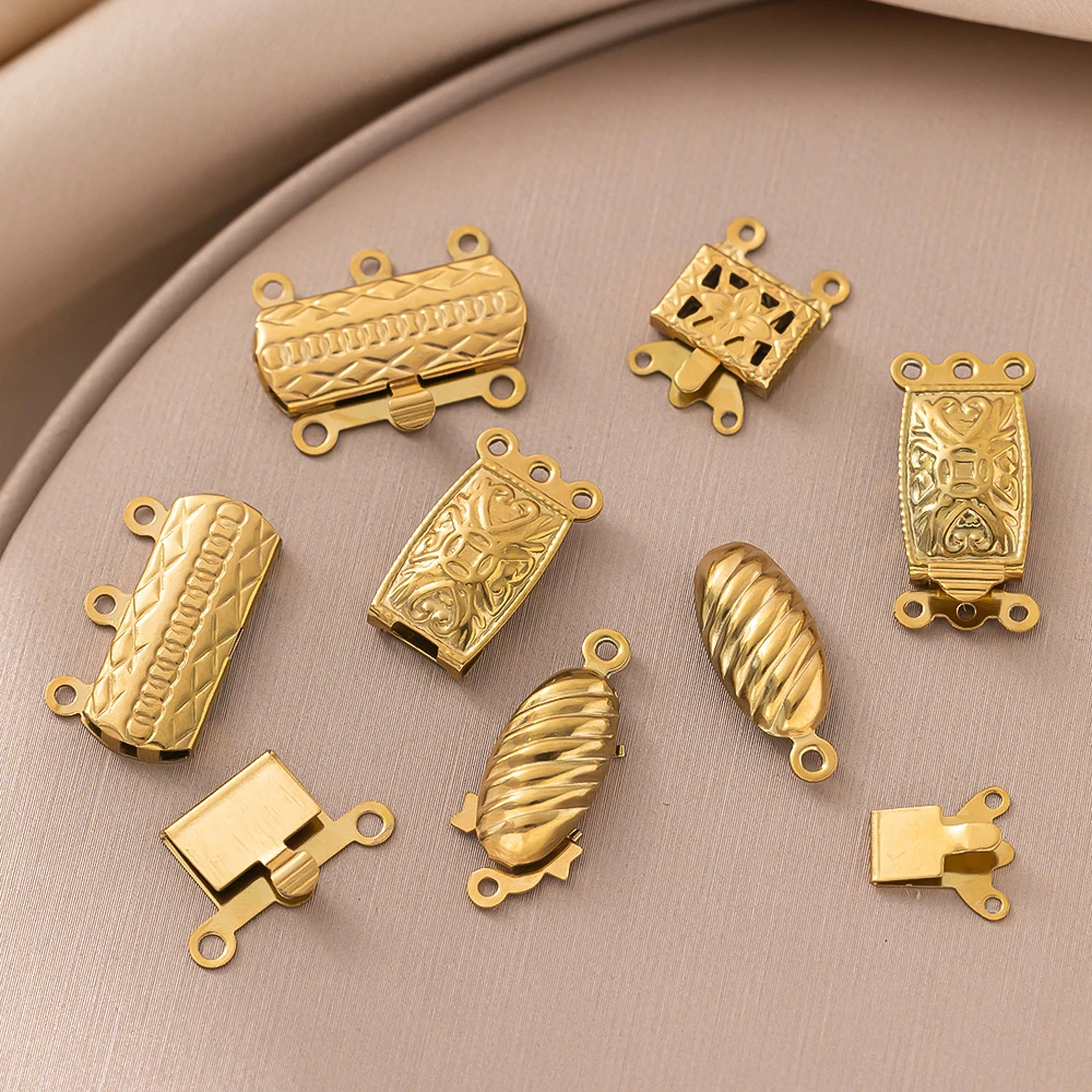 10 Sets/Lot Stainless Steel Layering Clasps Connector For DIY Bracelets Necklaces Jewelry Making Supplies Accessories Findings