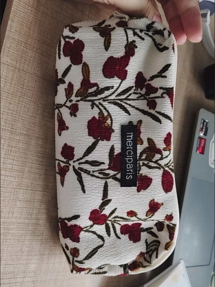 

Kawaii Floral Corduroy Pencil Case Portable Pen Pouch Large Capacity School Supplies For Students Girls