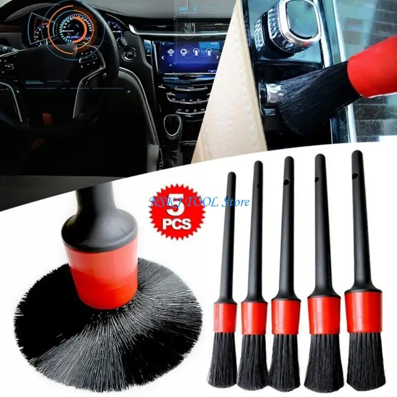 L8RC Auto Cleaning Cleaning Brushes Clean Brush Dashboard Exterior Leathip Leather-Vent Auds تفاصيل أداة 5pcs/set #3