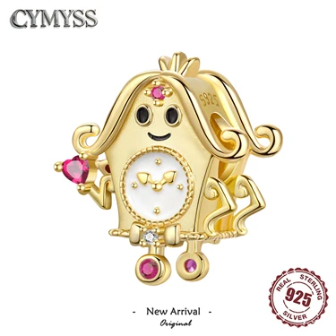 Abalorios de Plata de Ley 925 Bañados en Oro con Diseño de Reloj de Cuco, Ideales para Joyería DIY de Cuentos de Hadas, Regalos para Mujeres y Niñas, Pulseras y Collares