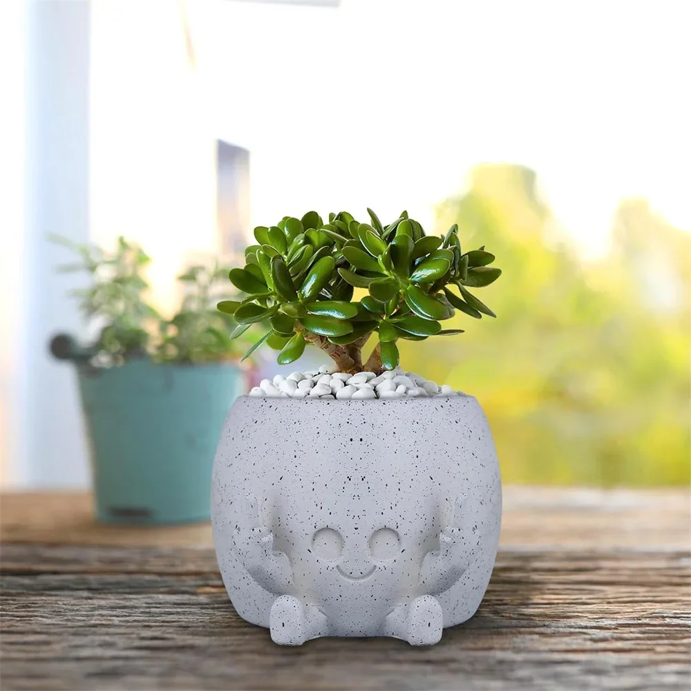 Smiling Plant Pot Novelty Planter Funny Resin Flower Planter Pot Creative Decorative for Indoor Outdoor Home Garden Decor