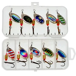 Señuelo de pesca giratorio con cuchara de Metal, juego de 10 piezas, Spoonbait Crankbaits, Wobblers de pesca para Kit de ganchillo, cebo Artificial