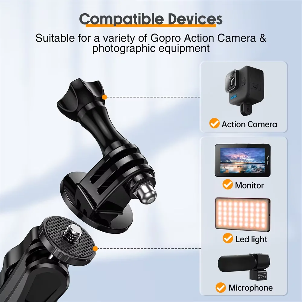 Super Clamp Camera Clamp Mount Monitor 360° Ballhead Magic Arm Adapter with1/4"-20 3/8" for Canon Nikon DSLR Camera/Gopro/Lights