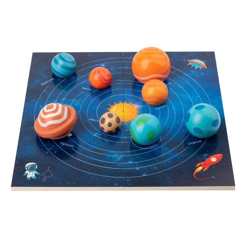 

2024 Montessori 3D Wooden Early Education Toys Galaxy Solar System Puzzle Toy Universe Cognition Solar System Planet Matching