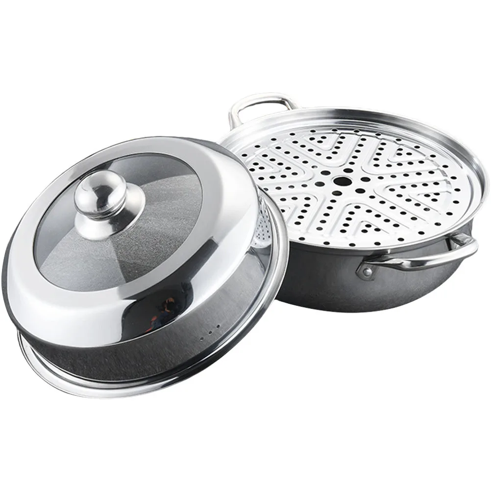 

Stainless Steel Steamer Pot Thickened Double Layer Large Capacity Kitchen Cooking Steamer Multi-Functional Food Steaming