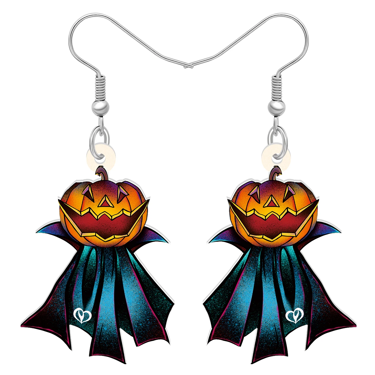 BONSNY Novelty Drop Dangle Acrylic Evil Pumpkin Cloak Earrings for Women Girls Kids Halloween Decorations Jewelry Gifts