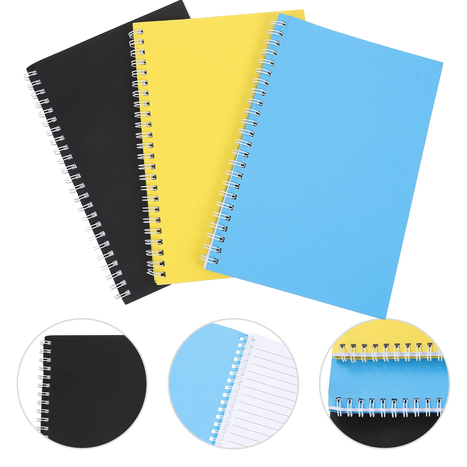 Cuaderno de tareas de línea Horizontal lateral, cuaderno para tomar cuadernos, diario grueso académico en espiral, papel estético bonito, 3 uds.