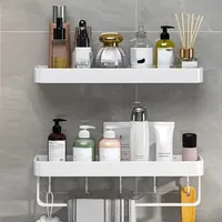 Aluminum Bathroom Storage Shelf Wall Mounted Shower Storage Rack White Organizer Corner Shelves Toilet Shampoo Cosmetics Holder