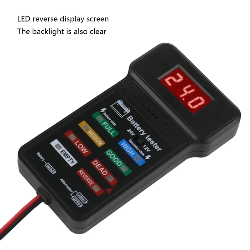 Multifunction Vehicle Battery Checker Stable Battery Tester Advanced Battery Health Monitors ABS for 12/24V Systems 40JE