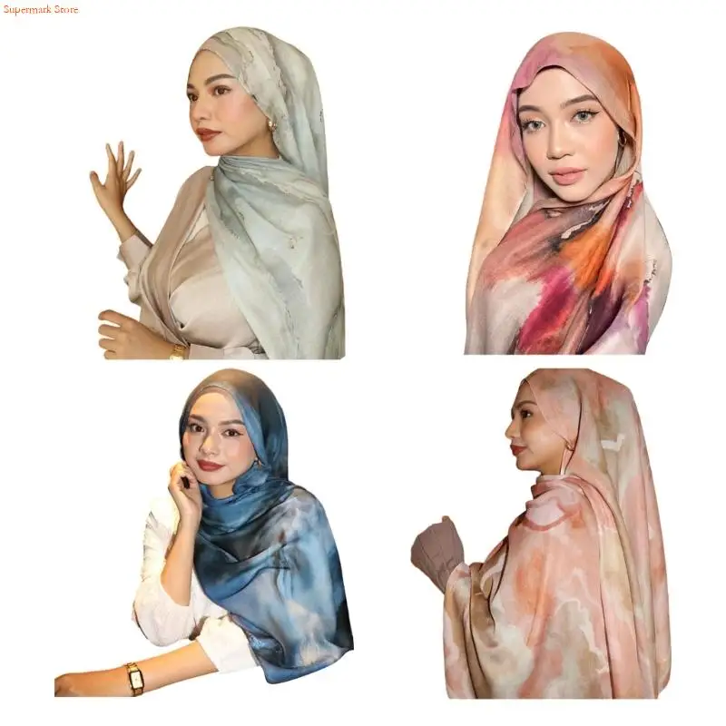 

Мы шифоновый шарфы хиджаба для женщин с напечатанным шифоновым шарфом мягкий хиджаб Длинная голова обертывает легкий для для