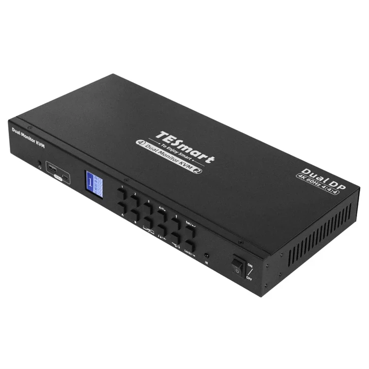 

TESmart 4 Port Dual Mon tor KVM Switch Kit DP 4K60Hz With USB 3.0 Docking Station EDID KVM Switcher