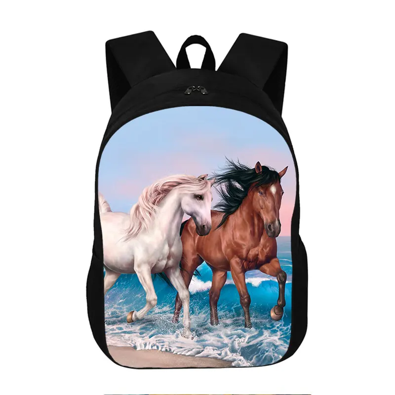 Mochila con estampado de caballo para adolescentes, morral escolar con bonito unicornio, regalo para niños y niñas