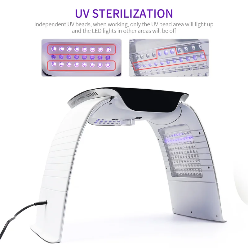 New 4 in 1 LED Photon Machine 8 Colors LED Mask Cold Nano Spray Moisturizing Hot Compress UV Light Absorb Ca+ SkinRejuvenation