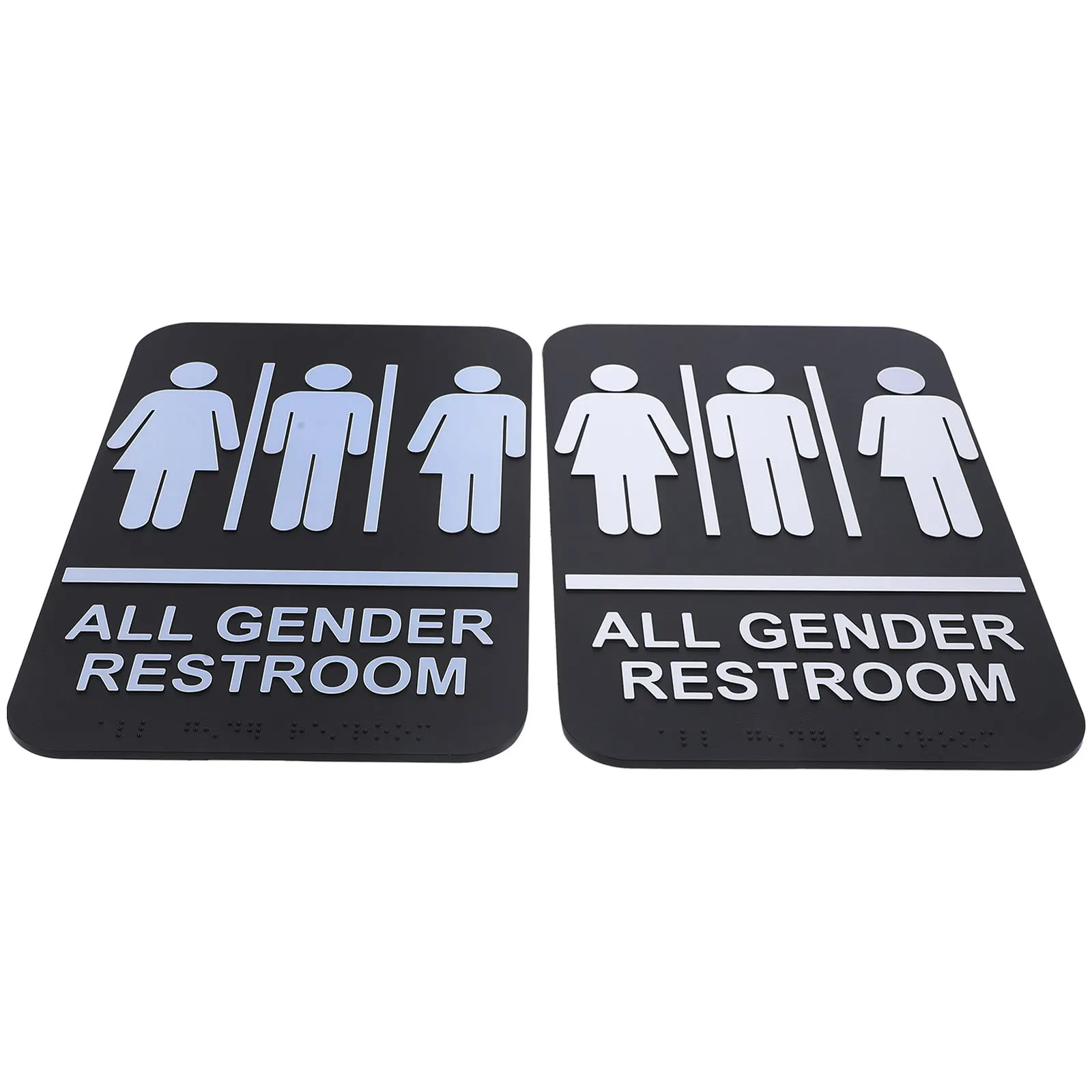 2 pcs Braille Unisex Bathroom All Gender Restroom Sign Adhesive Gender Neutral Toilet Marker For Office Restaurant Public Area