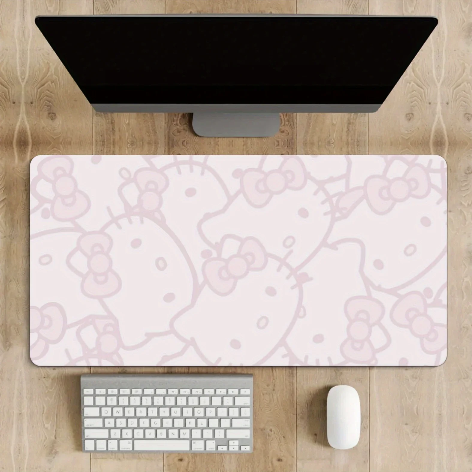 Tappetino per mouse e tappetino da scrivania Sanrio Hello Kitty: superficie morbida da gioco, design ovale/rettangolare impermeabile e antiscivolo, graziosi fiocchi rosa