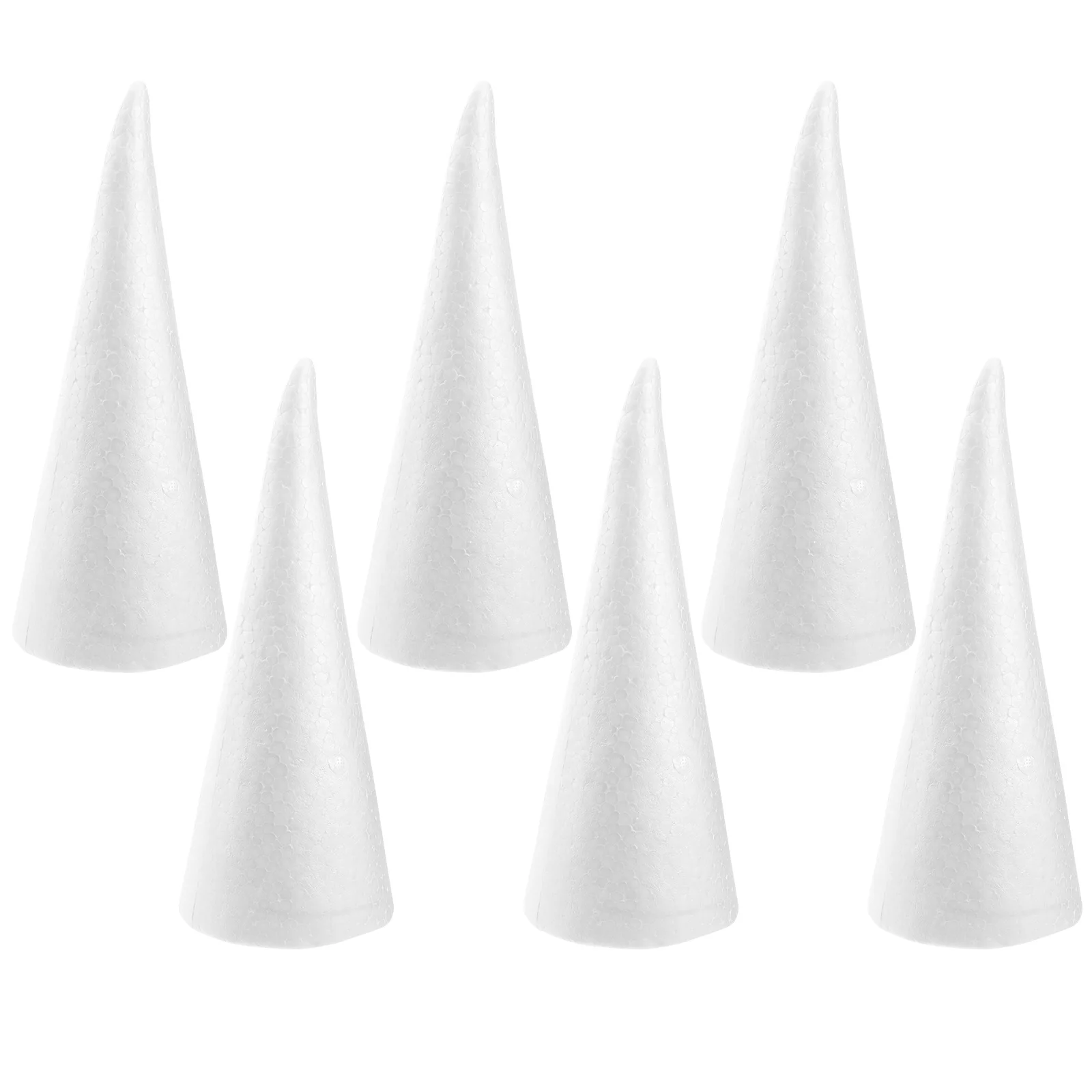 

6pcs 24Cm White Foam Cones Craft Accessories Kids Diy Ornament Christmas Decoration Centerpiece Children Educational Art Supply