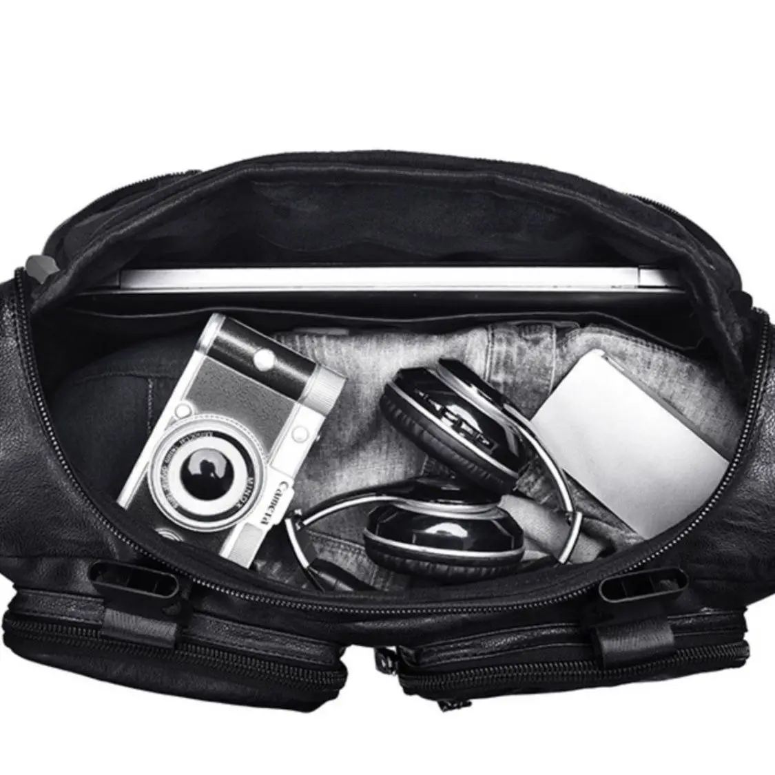 حقيبة سفر من جلد البقر للرجال ذات سعة كبيرة وحقيبة ظهر للسفر وحقيبة كتف للعمل