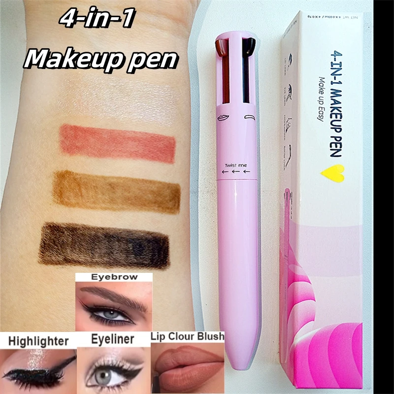 

Multifunctional 4 In 1 Makeup Pen Eyebrow Pencil Rotating Lip Liner High Gloss Waterproof Sweat Proof Long Lasting Cosmetics