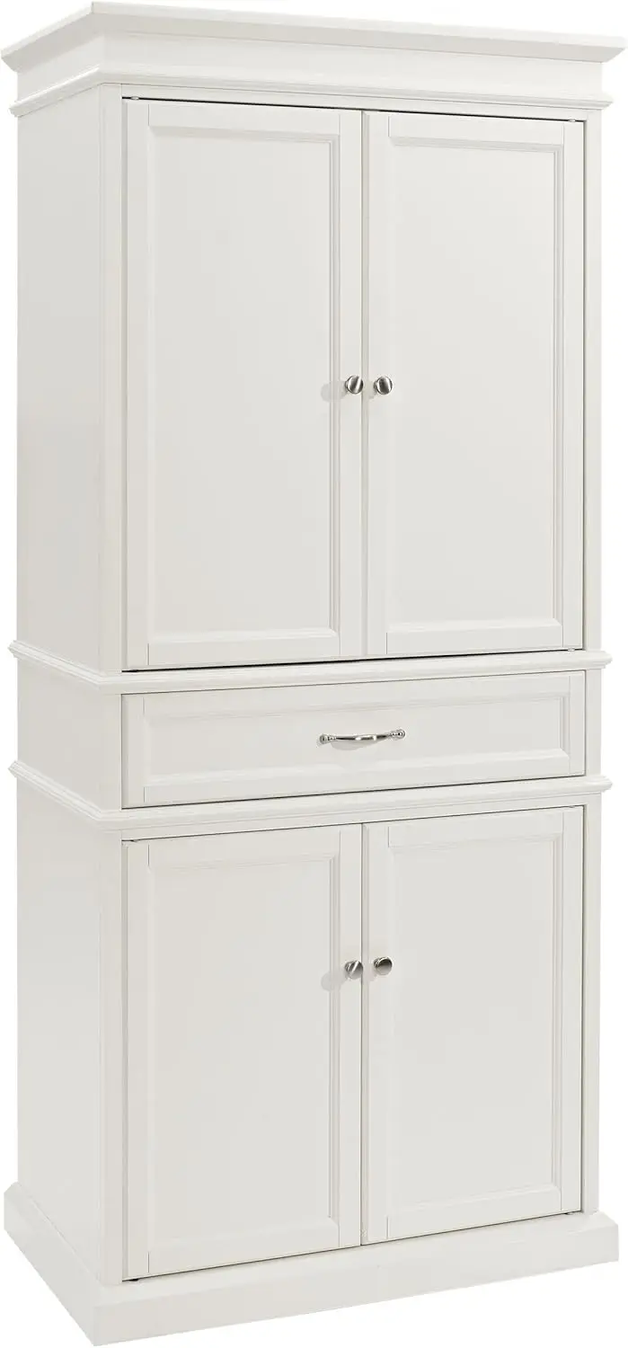 Parsons Traditional Pantry Storage Cabinet with Shelves, Kitchen, Dining, or Laundry Room, White