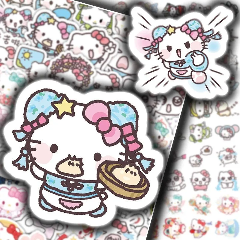 104PCS Sanrio Stickers Cartoon Cute HelloKitty Decorative Luggage Water Cup Mobile Phone Shell Waterproof Stickers Wholesale