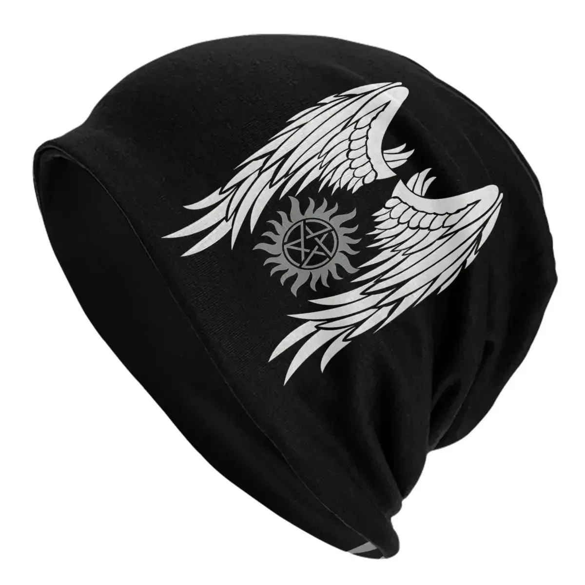 Supernatural Wings And Logo Warm Knitted Cap Fashion Bonnet Hat Autumn Winter Outdoor Beanies Hats for Men Women Adult