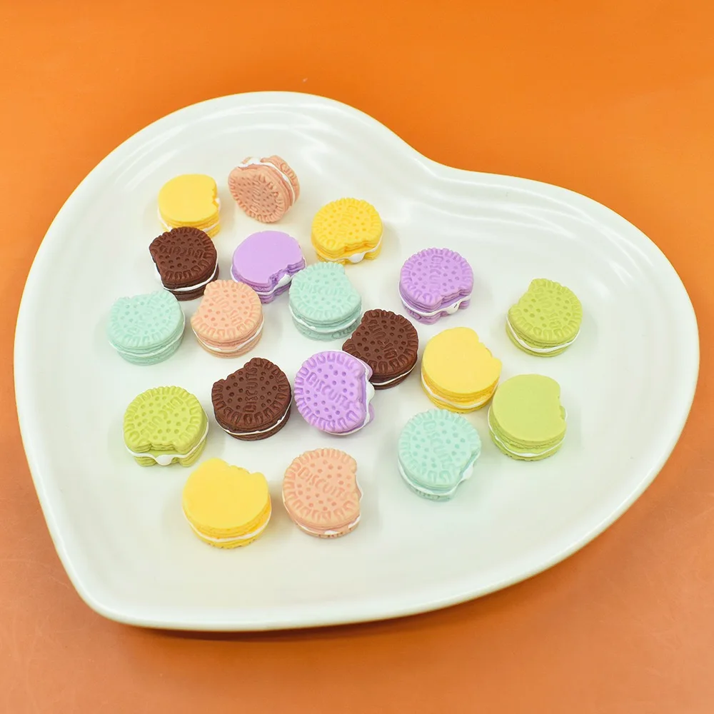 Miniature Resin Cream Butter Biscuit Flatback Cabochons Simulation Fake Food Scrapbooking DIY Embellishment Decoration Crafts