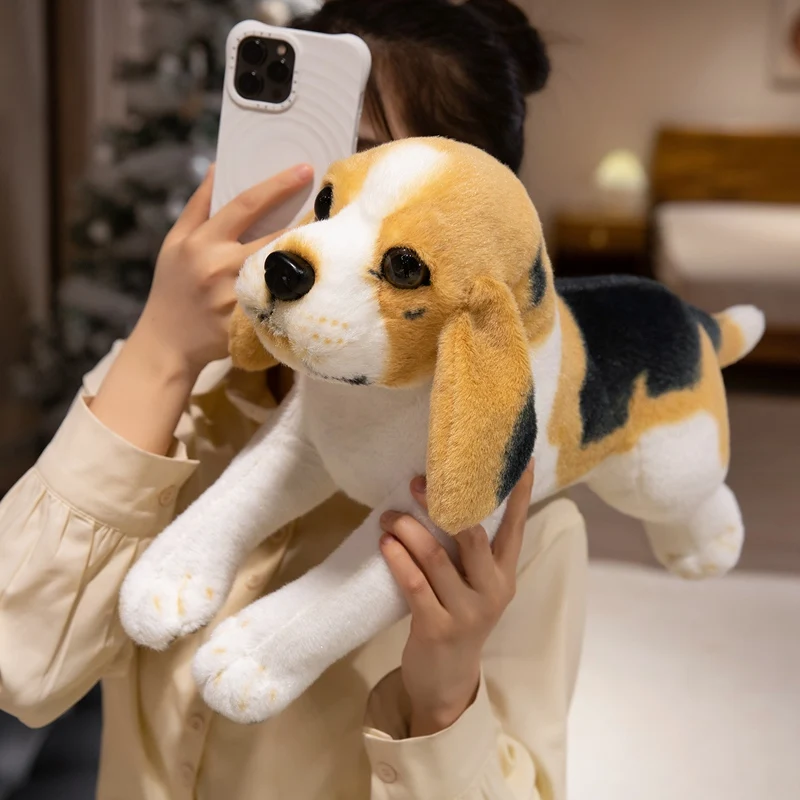 Lebensechte Beagle Plüschtier Flauschige Kuscheltiere Hund Weiche Puppe Echte Hund Home Decor Kinderspielzeug Geburtstagsgeschenk für Hundeliebhaber