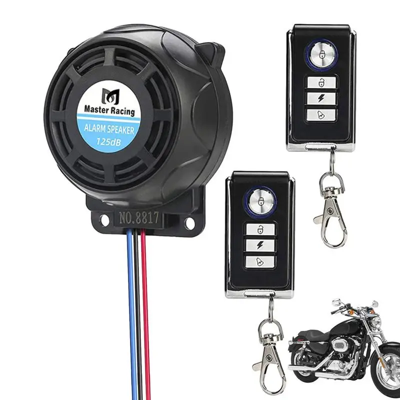 

Motorcycle Alarm Imported Chips Anti-theft Speaker Electric Bike Accessories 125dB Vibration Alarm System With 2 Remote