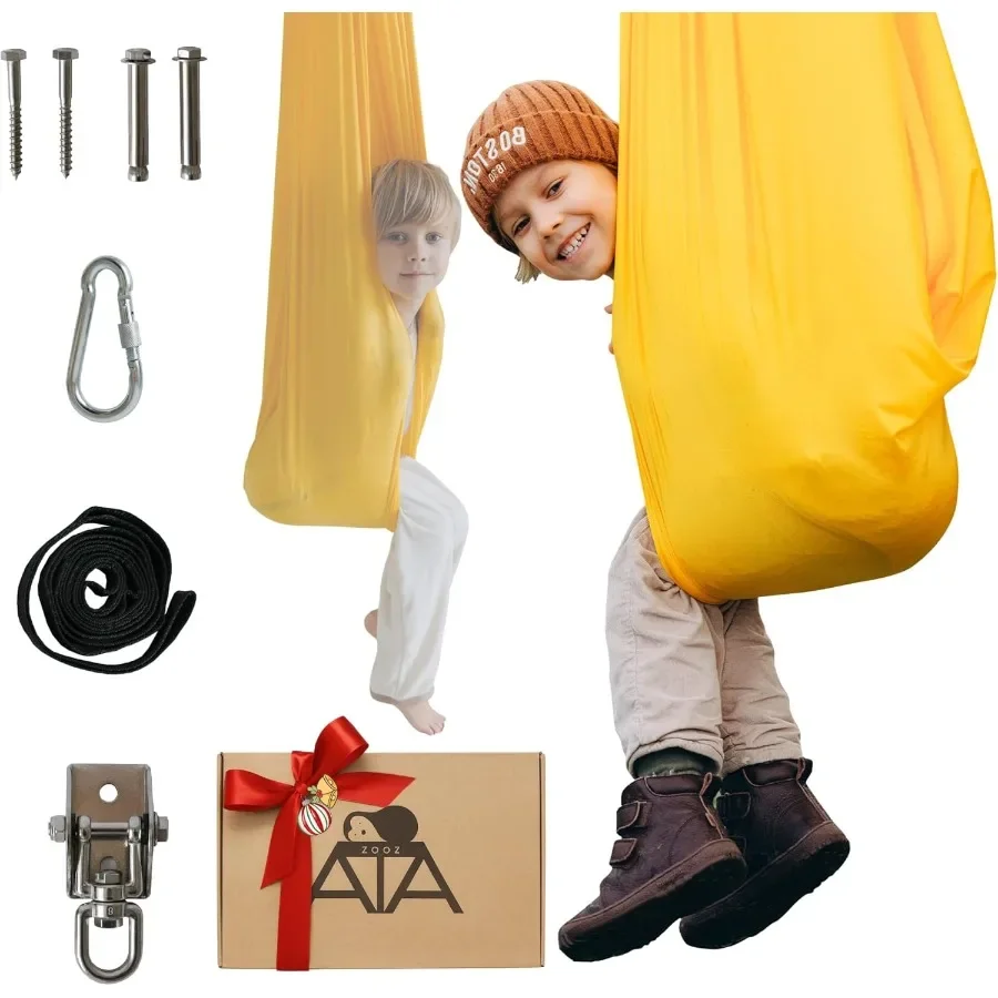 Balanço sensorial interno e externo, algodão, elastano, poliéster, composição exclusiva, rede 59x59, pod de terapia para crianças e adultos, suporte para cima