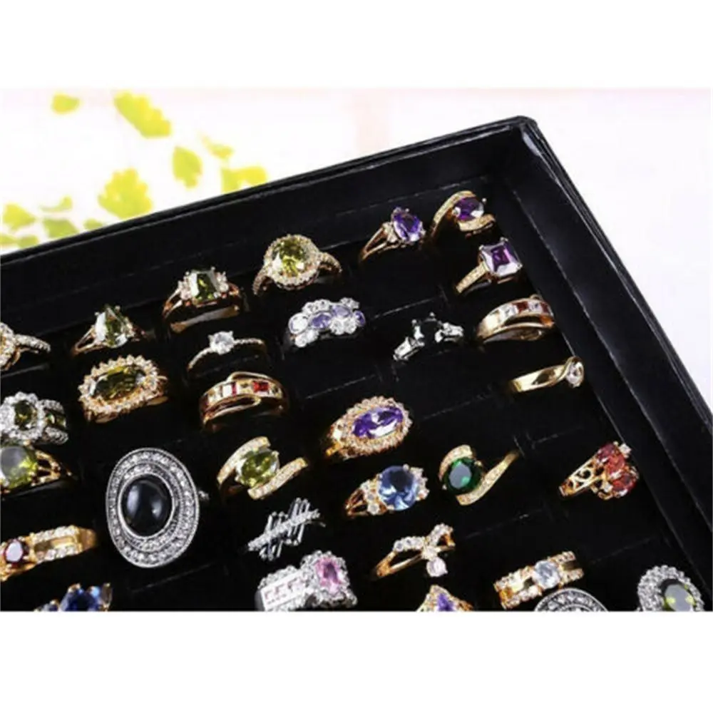 100 Slots Jewelry Display Organizer Box Tray Holder Jewelry Storage Case With Detachable Foam Jewelry Show Case Container New