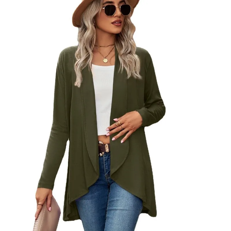 2025 Autumn and Winter New Long-sleeved Solid Color Loose Cardigan Top Women's Knitted Jacket