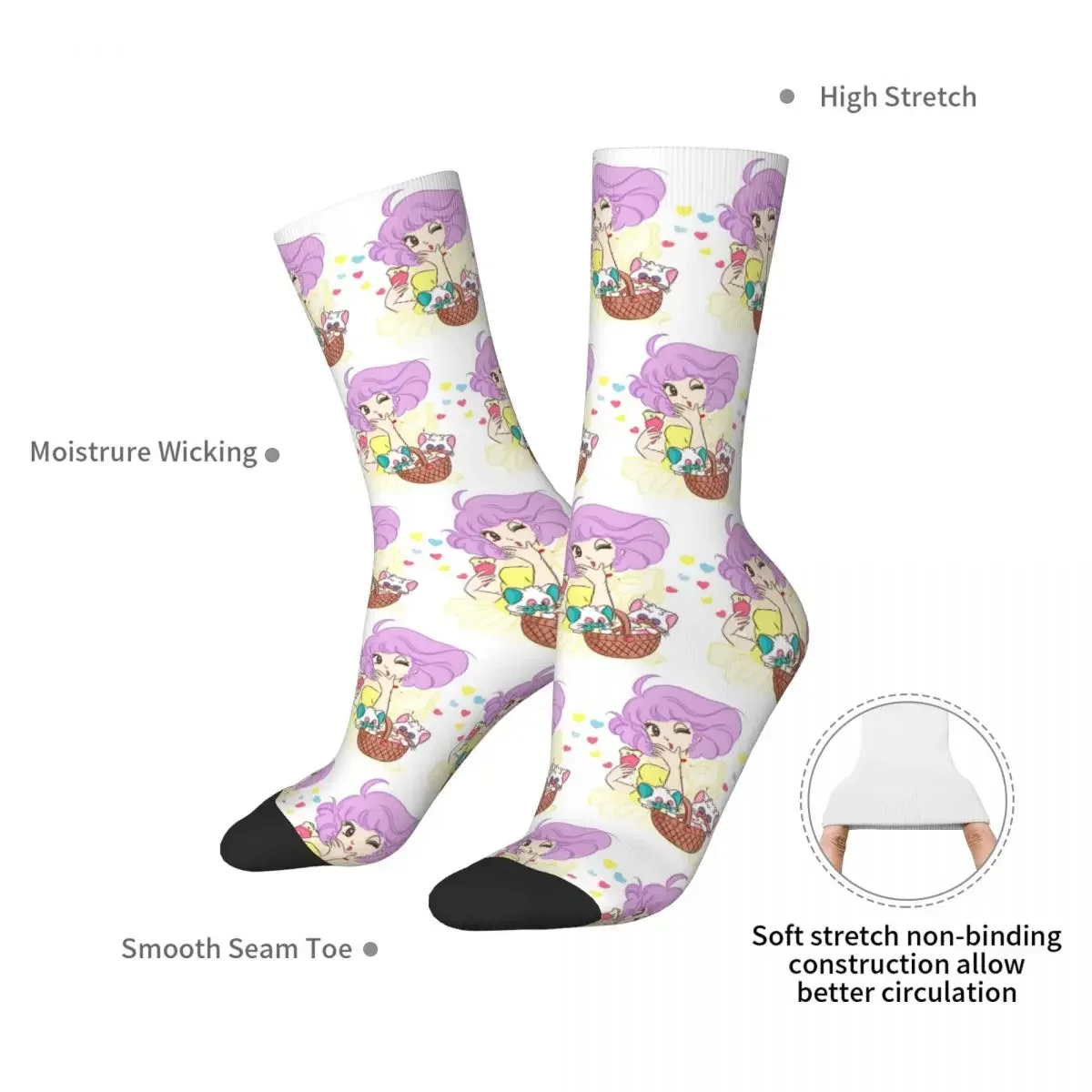 Shojo Idol Creamy Mami Socks Harajuku Sweat Absorbing Stockings All Season Long Socks Accessories for Unisex Christmas Gifts