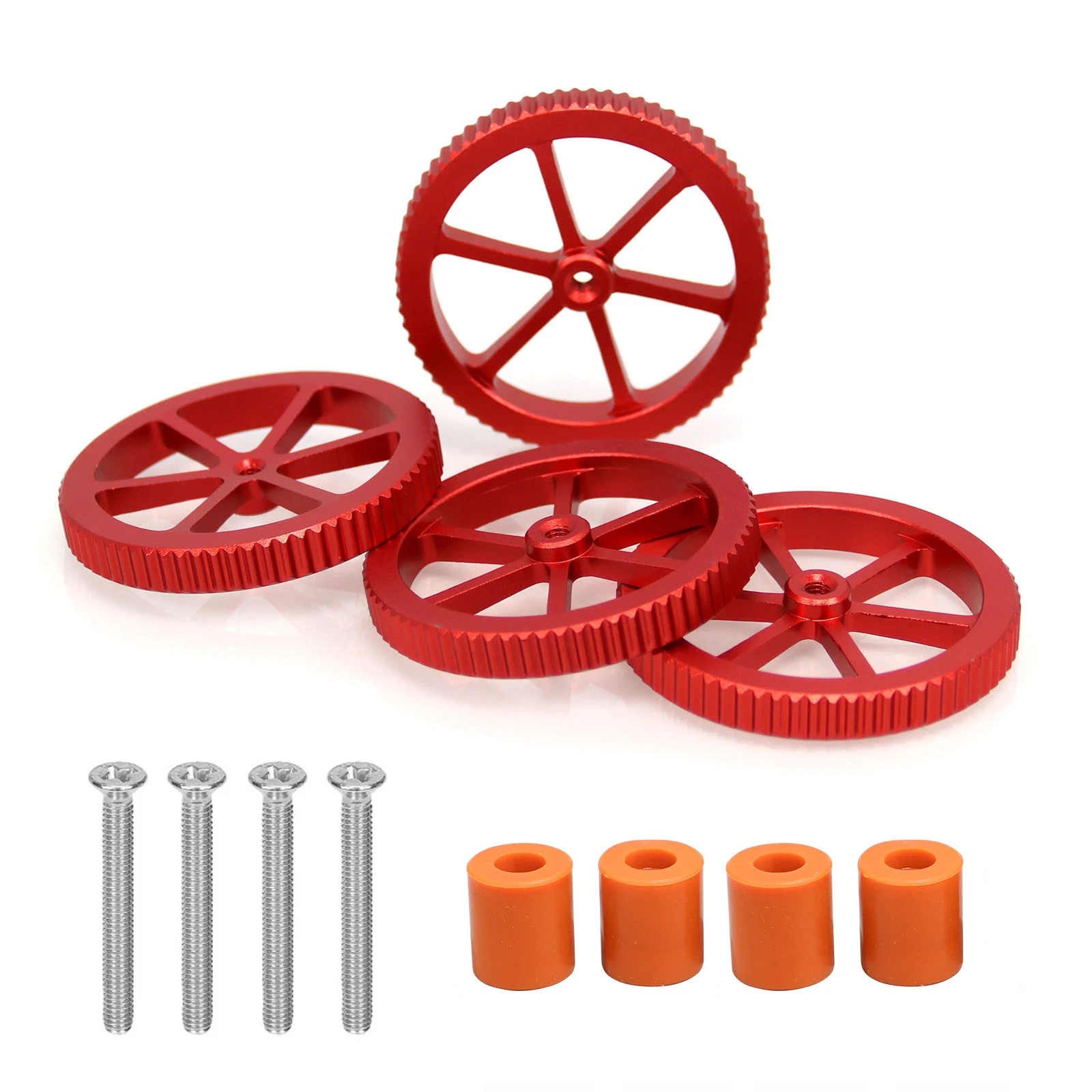 

4PCS Red Aluminum Hand Twist Leveling Nut With 4PCS Silicone Hot Bed Leveling Column For Ender 3 Series Ender 5/Plus Pro CR-10