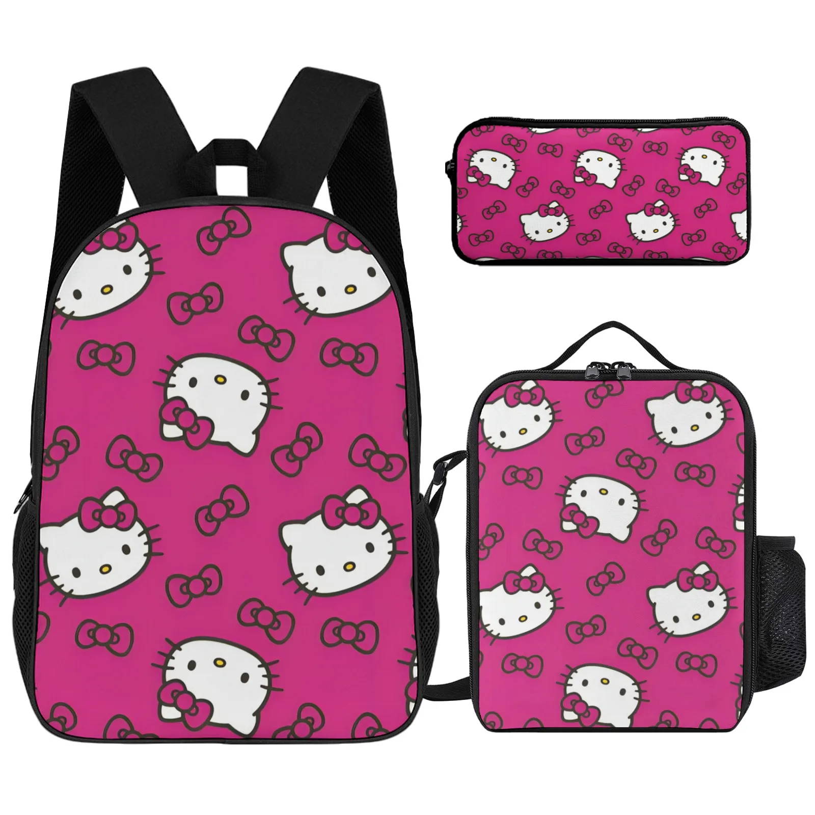 

Hello Kitty Mochilas De Hombre Printed School Bag 17Inch Class Bags For Girl 17 Inch Pencil Case School Backpack Lunch Bag