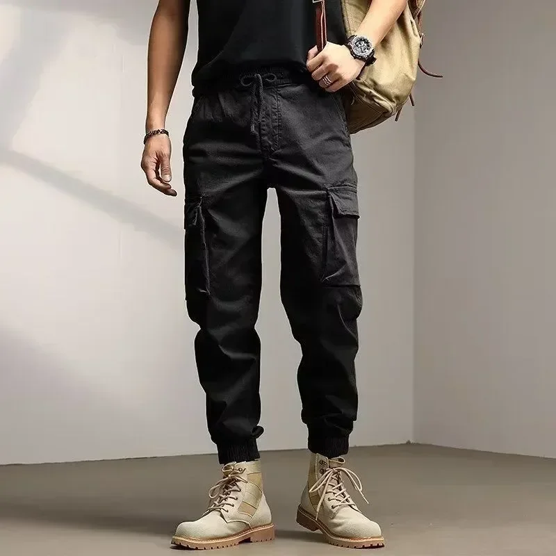 Herren lose feste Cargo hose mit mehreren Taschen lässige taktische Arbeits hose gerade Hose Outdoor-Wander overall männlich