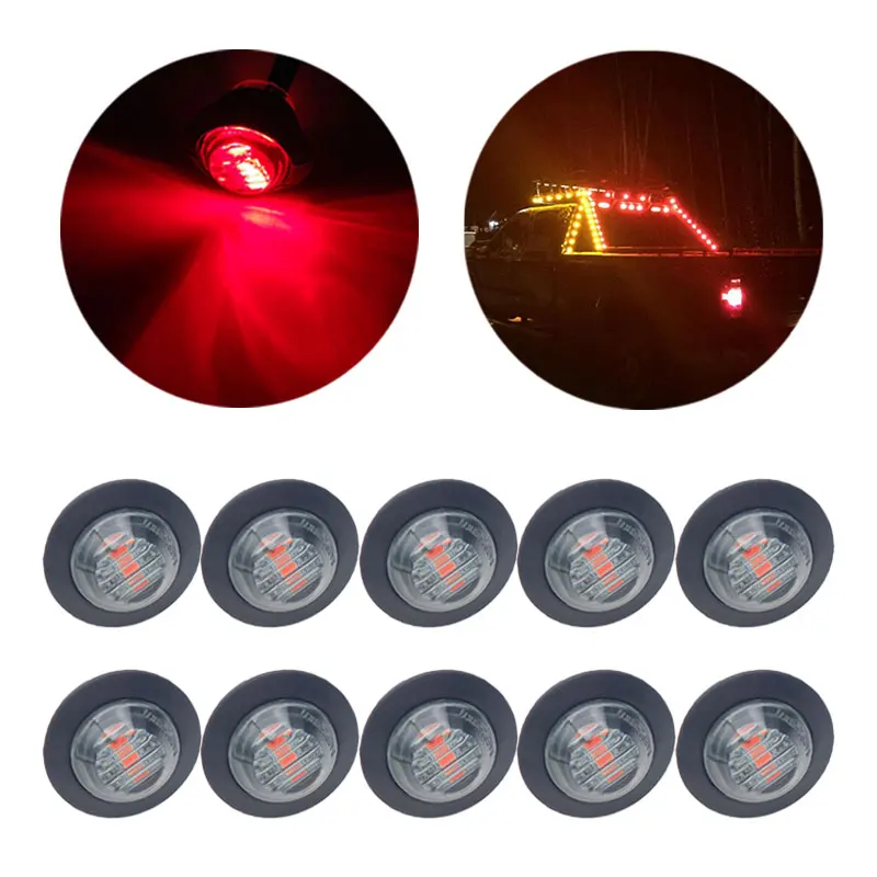 

10 шт. 12В водонепроницаемых круглых сигнальных фонарей для прицепов, желтые, белые, красные, для грузовиков, габаритные огни, указатели поворота для грузовиков