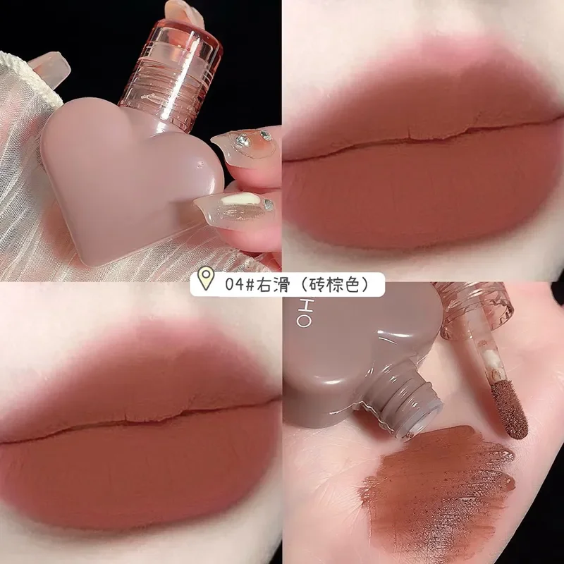 Hartvormige Lipgloss Mousse Matte Lippenstift Vloeibare Lipgloss Waterdichte Langdurige Vrouwen Hart Lip Tint Lip Beauty Cosmetisch