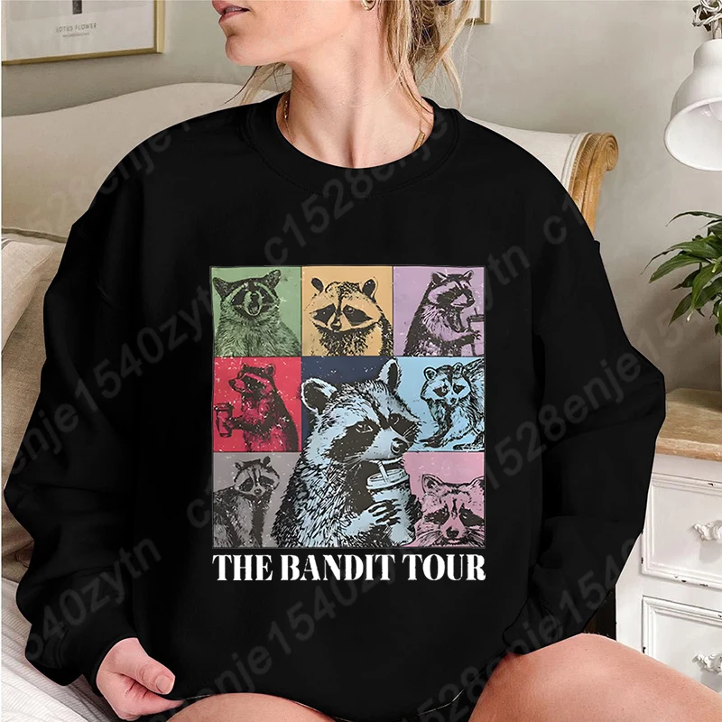 Racoon The Bandit Tour-jerséis con estampado para mujer, moda de otoño e invierno, sudaderas de manga larga para mujer, sudaderas sin capucha de talla grande