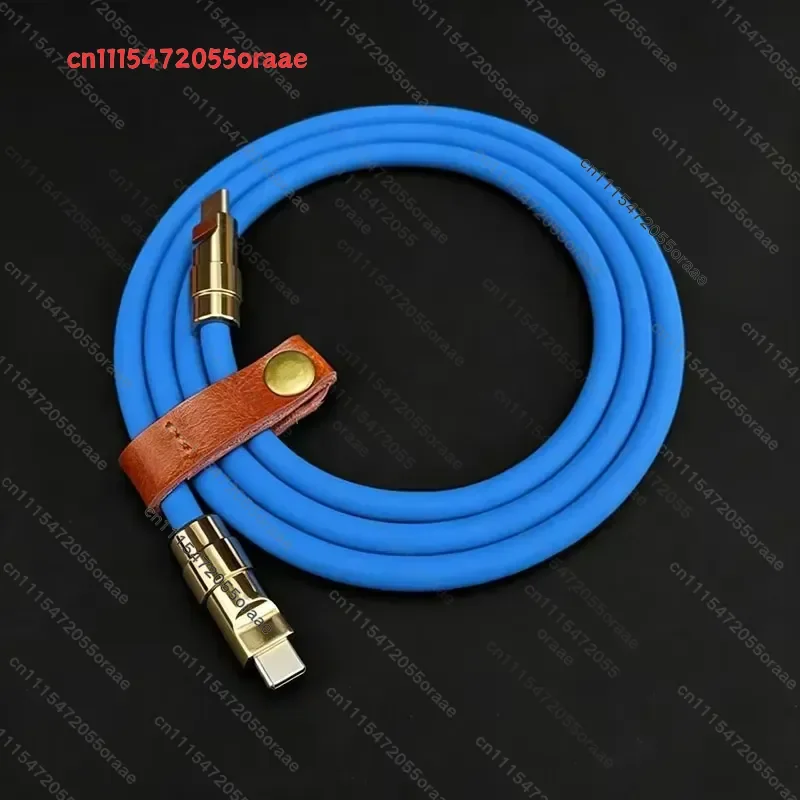 Custom Gold Armor Type C to Type C Cable 240W Max Power 6mm Thick Super Flexible Silicone Charging Metal Fast Charging Cable