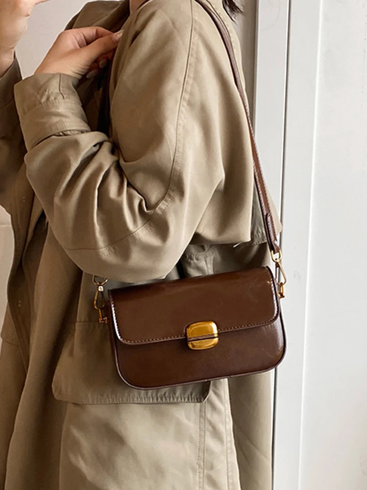Women Retro Small Square Pack Autumn Winter All-Match Crossbody Bag High-end Textured PU Leather Lady Shoulder Bags image 2