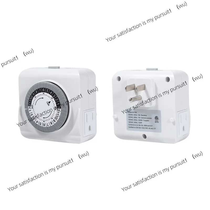 American standard three-plug double-hole timing socket on both sides Intelligent mechanical time-controlled switch 24-hour cycle