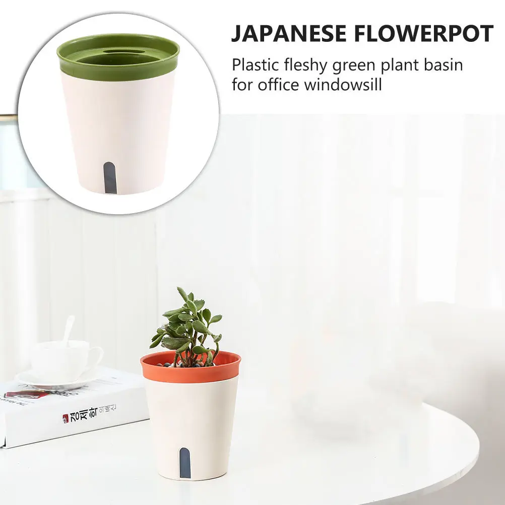 5Pcs Self Absorption Automatic Watering Plant Pot Green Resin Durable Thick Flower Planter for Indoor Garden Plants Water Pot