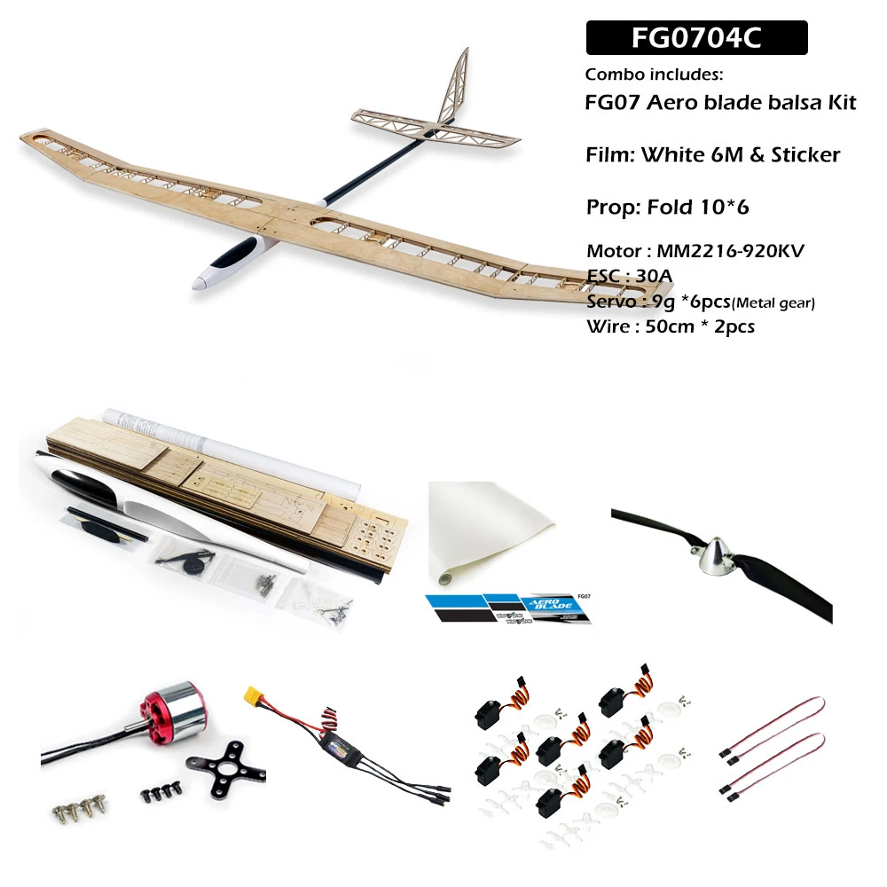 Dancing Wings Hobby FG07 Aer Blade 1995mm Spanwijdte Balsahout RC Vliegtuig Zweefvliegtuig KIT/KIT Combo